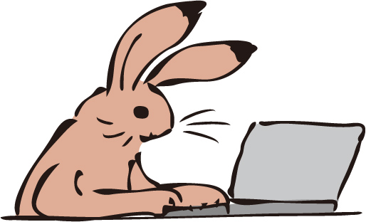 パソコンをするウサギ